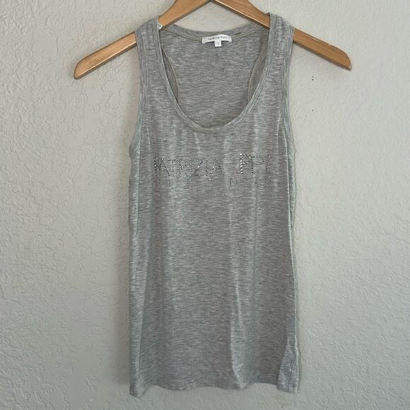 Patrizia Pepe Grey Tank Top Sparkle Logo Studs Graphic Size 1 XS Small Glam - Picture 2 of 8